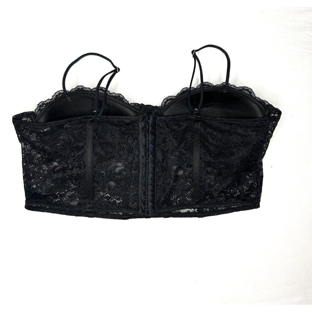 Forever 21 Bustier Corset Top XL Black Lace Underwire Bralette Whimsigoth Summer - Picture 9 of 12
